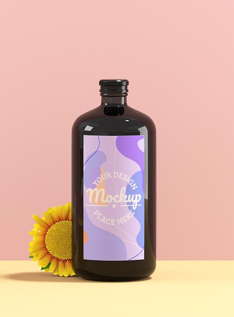 Glazen fles mockup ontwerp