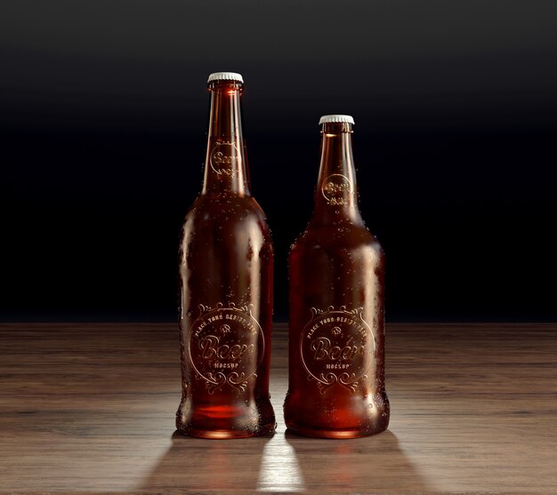 PSD glazen flesje bier met logo mockup