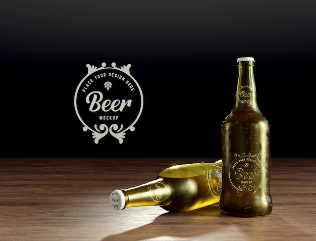 PSD glazen flesje bier met logo mockup