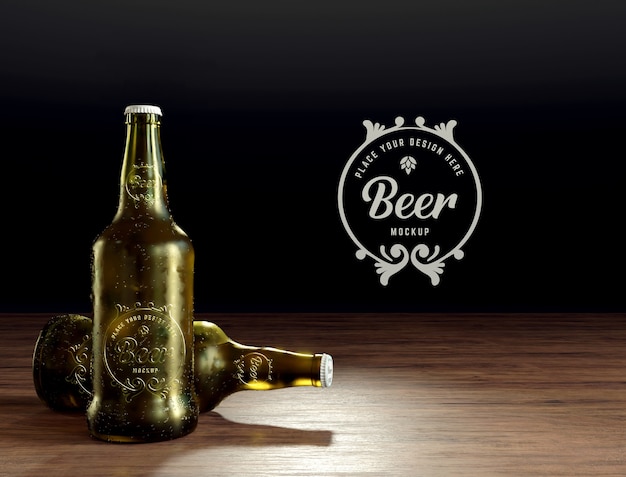 PSD glazen flesje bier met logo mockup