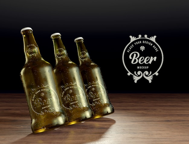 PSD glazen flesje bier met logo mockup