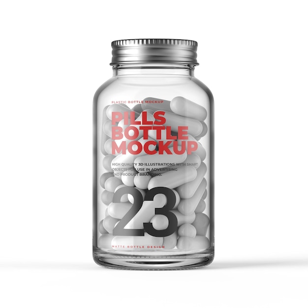 PSD glazen pillen fles mockup