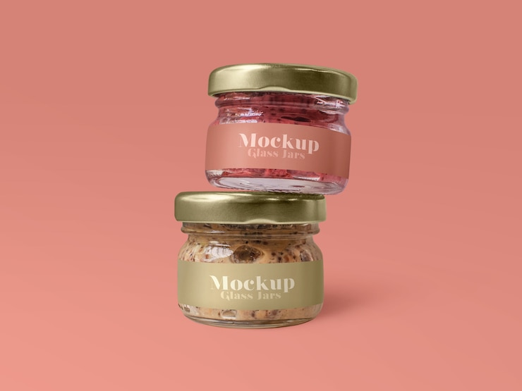 PSD glazen saus pot fles mockup