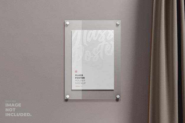 PSD glazen wandaffiche mockup