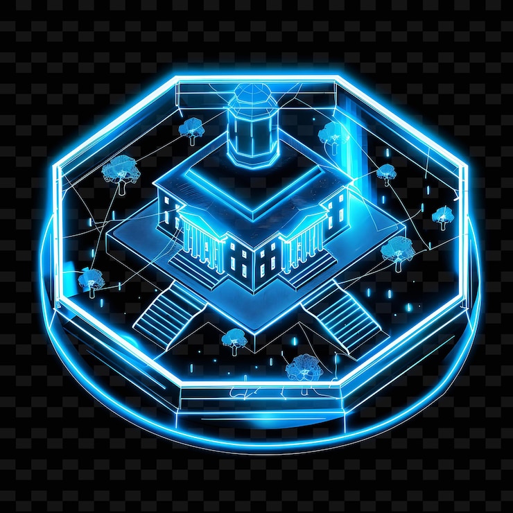 PSD gleaming neon midterm with candidates rallies landscape insi neon line art city view background