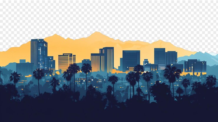 PSD glendale city skyline isolated on a transparent background