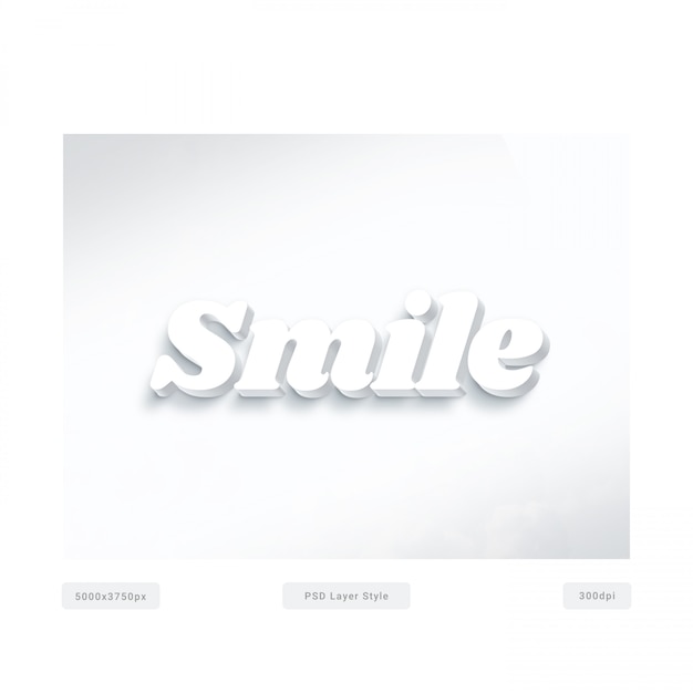 PSD glimlach wit 3d-tekststijleffect