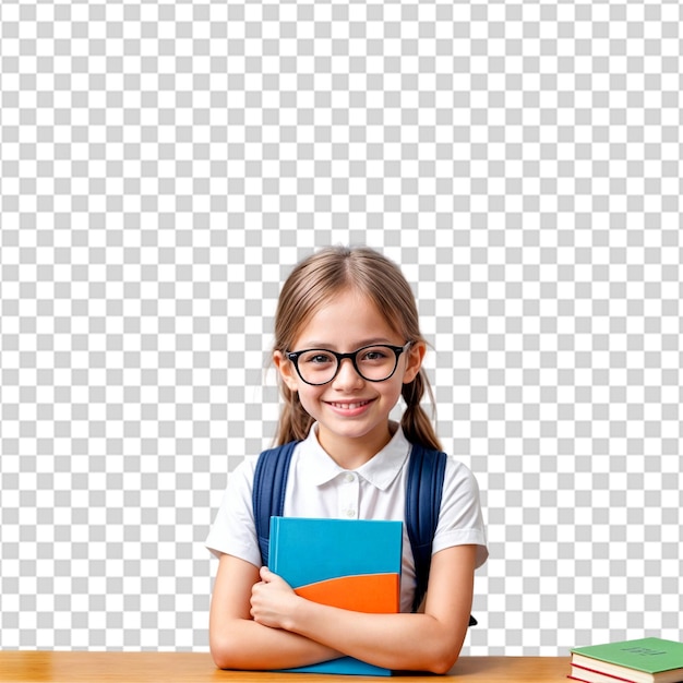 Glimlachend schoolmeisje met boeken
