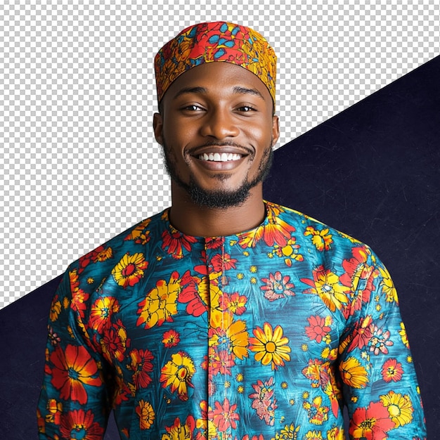 Glimlachende Afrikaanse man in traditionele kleding