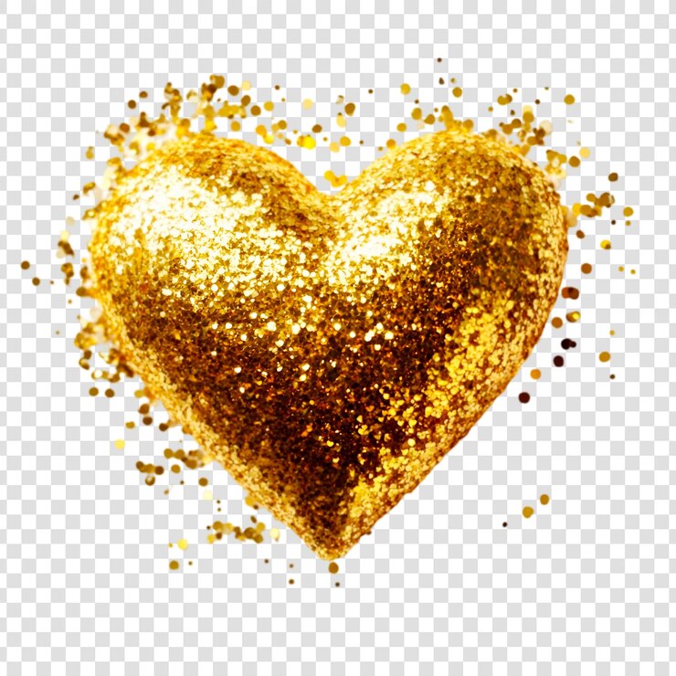 PSD glinsterend goud hartontwerp voor valentijnsdag of speciale gelegenheden op een doorzichtige achtergrond