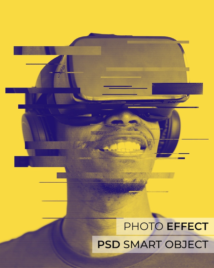 PSD glitch duotone photo effect