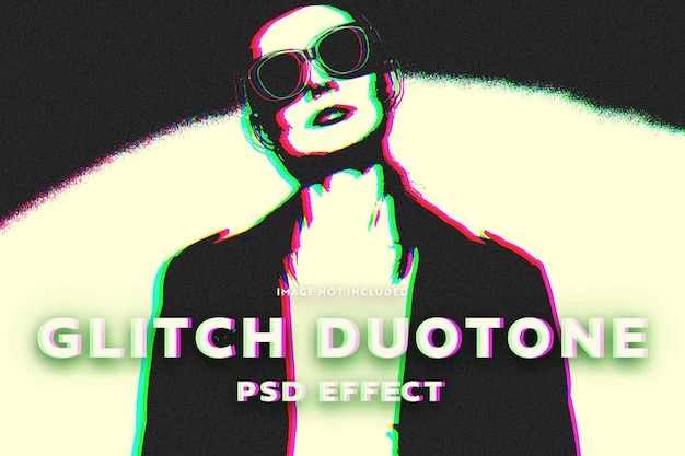 Фотоэффект glitch duotone psd