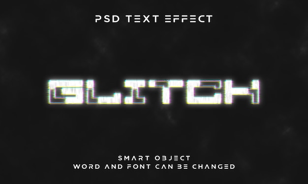 PSD glitch editable text effect template