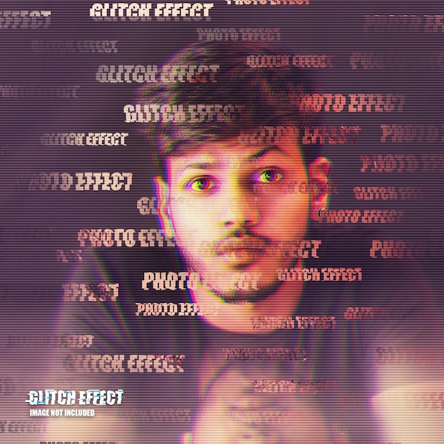 Glitch effect photo template