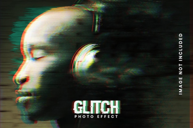 Glitch foto-effect mockup