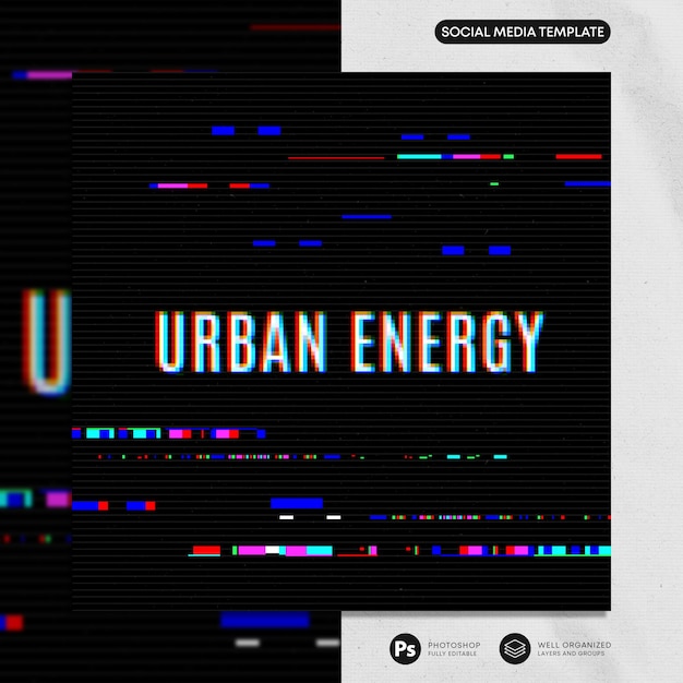 Glitch Instagram Post PSD-sjabloon