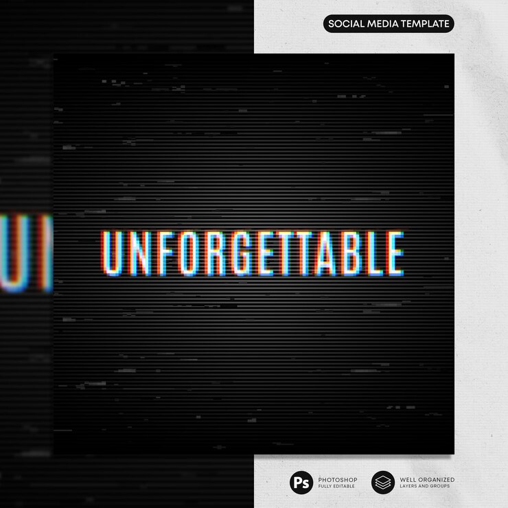 PSD glitch instagram post psd template
