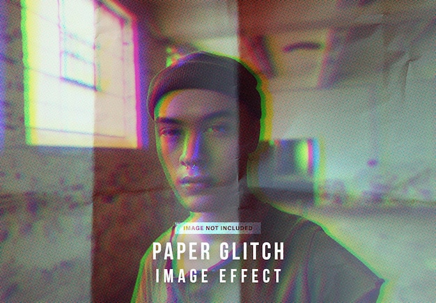 PSD glitch paper overlay image effect