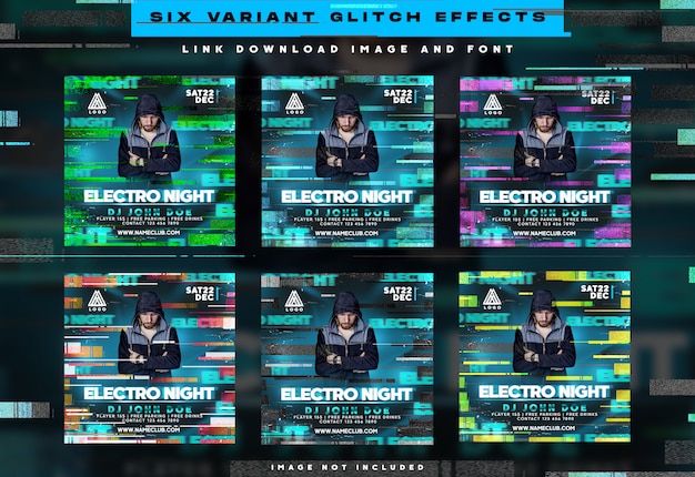 Glitch party flyer collectie