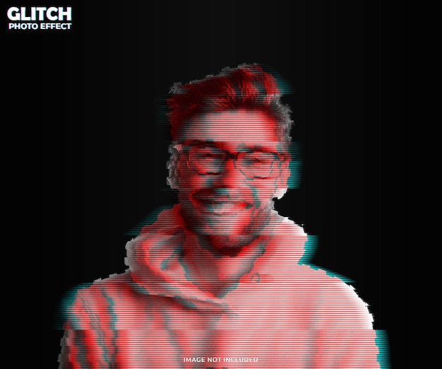 Glitch photo effect mock up