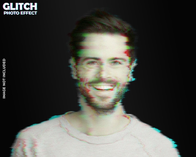 Glitch photo effect mock up