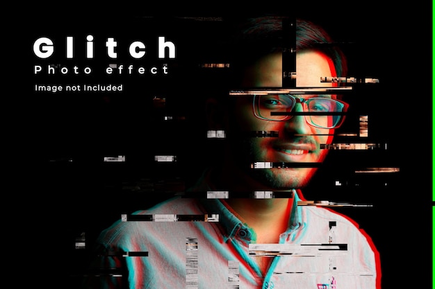 Glitch photo effect template