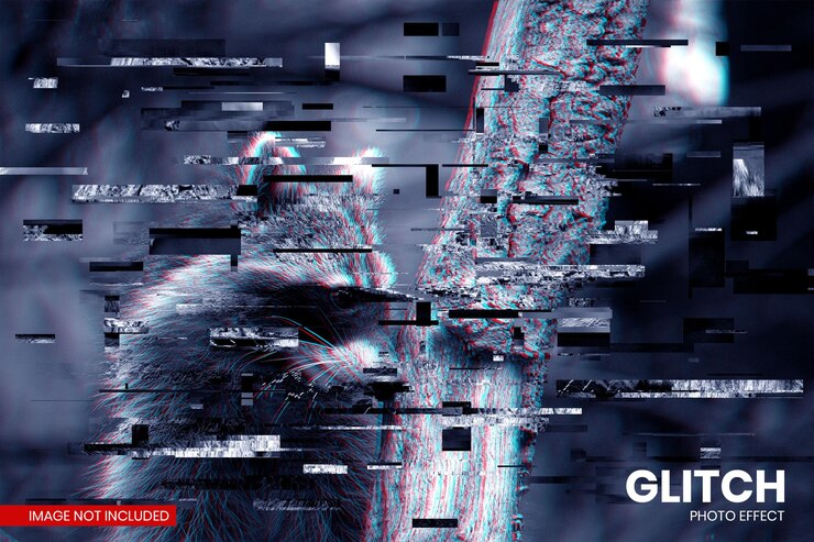 PSD glitch photo effect template