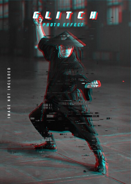 Glitch photo effect template