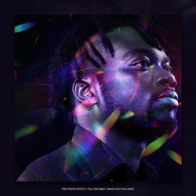 Glitch Portret Man met Prism en Cyberpunk Effecten