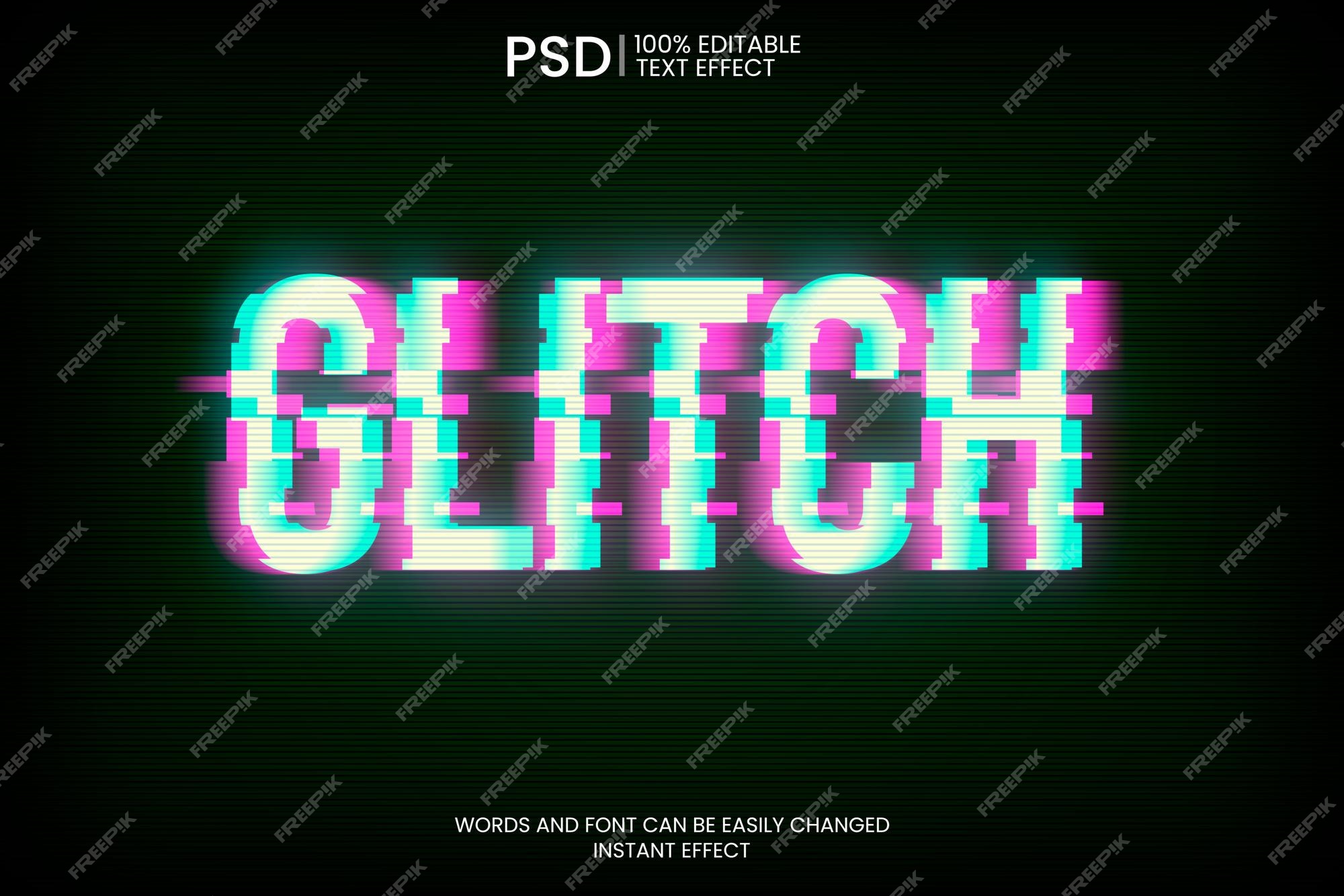 Premium PSD  Glicth text effect