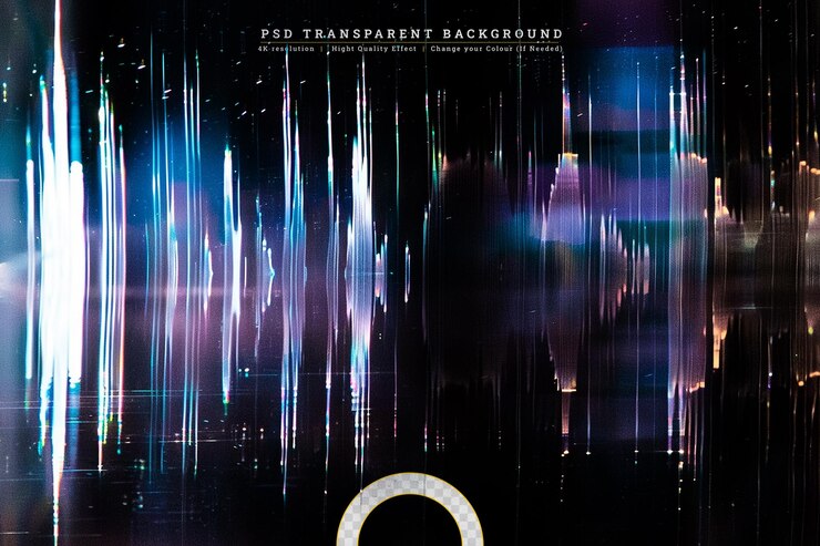 PSD glitch texture digital artifacts color noise dark on transparent background