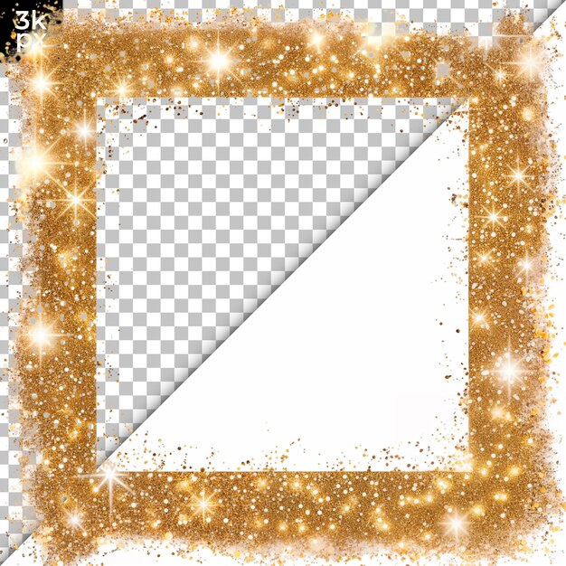 Glitter christmas photo frame isolated on transparent background