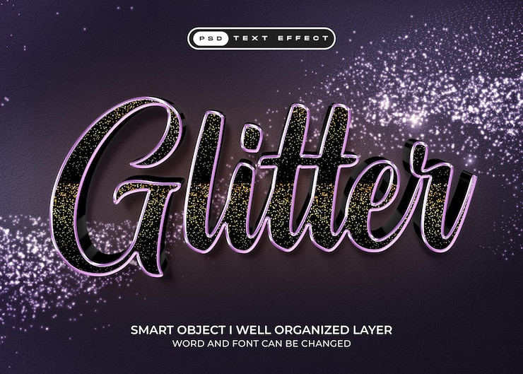 PSD glitter editable text effect