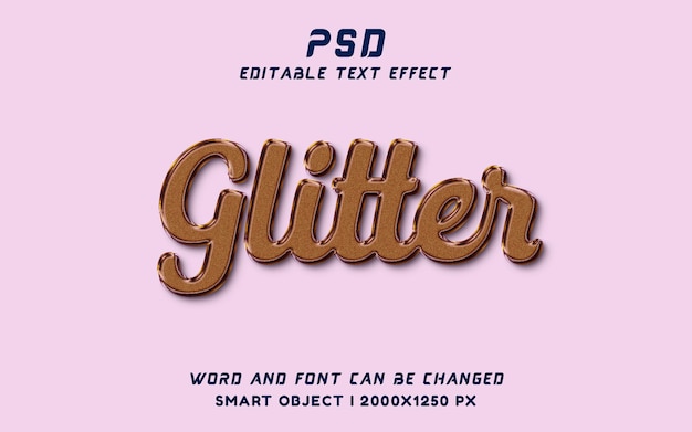 PSD glitter psd 3d test effect style (stile di effetti di testo 3d)