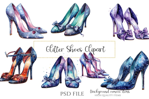 PSD glitter shoes clipart design m shoes illustration