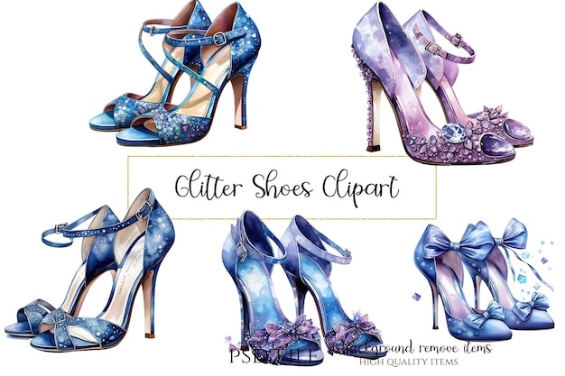 PSD glitter shoes clipart design m shoes ilustracja