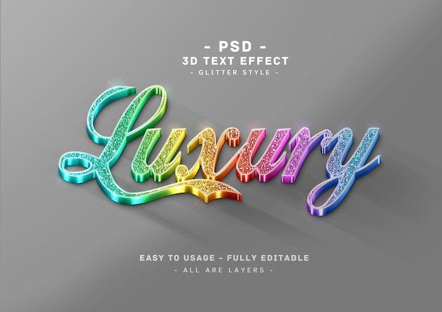 PSD glitter teksteffect 3d-kleurenstijl