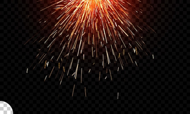 PSD glittering burning sparkler on transparent background