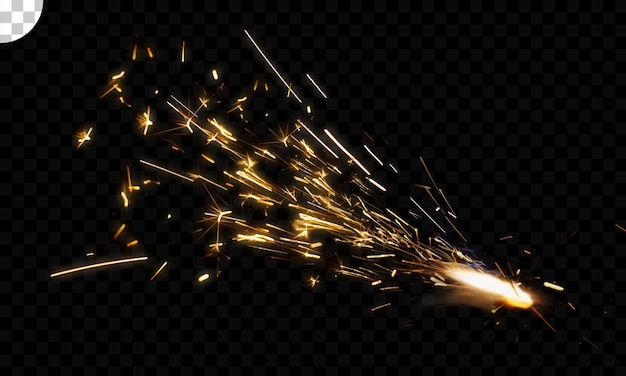 Glittering burning sparkler on transparent background