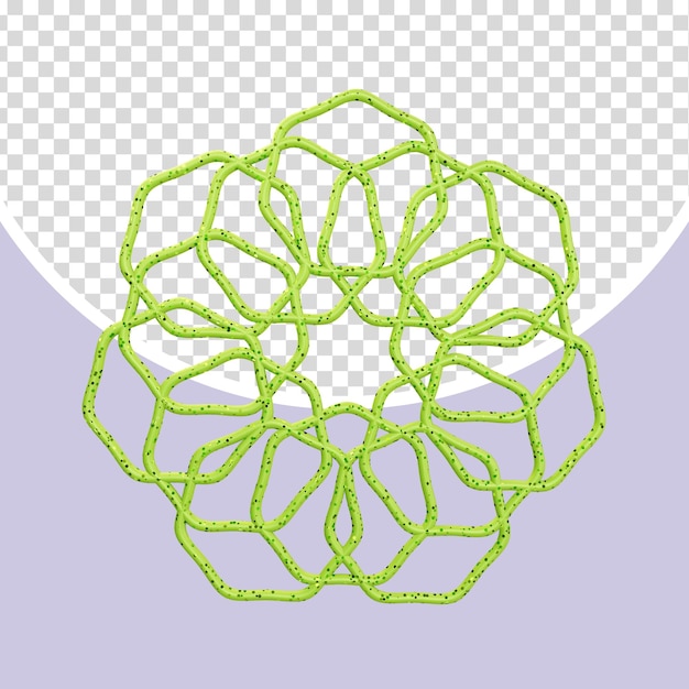 PSD glittery green mandala decorative 3d ramadhan element