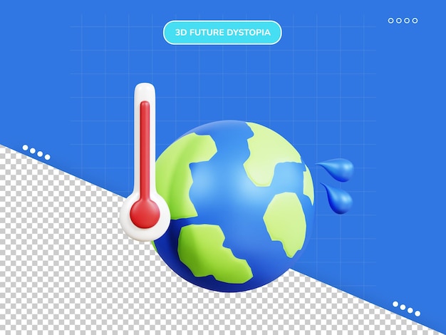 PSD icona 3d del cambiamento climatico globale