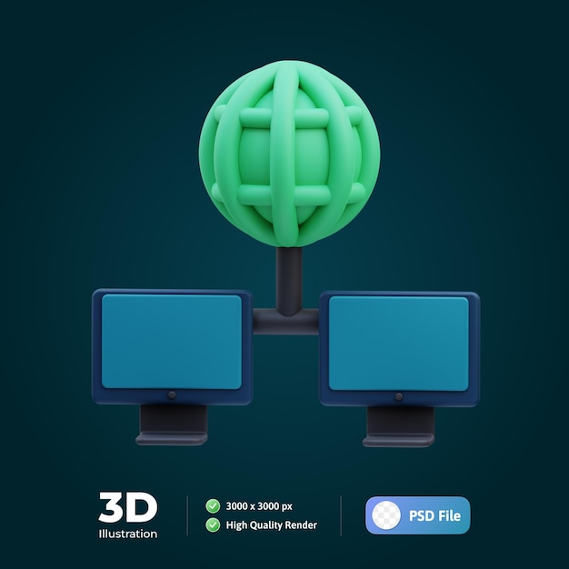 PSD global connection business 3d illustration