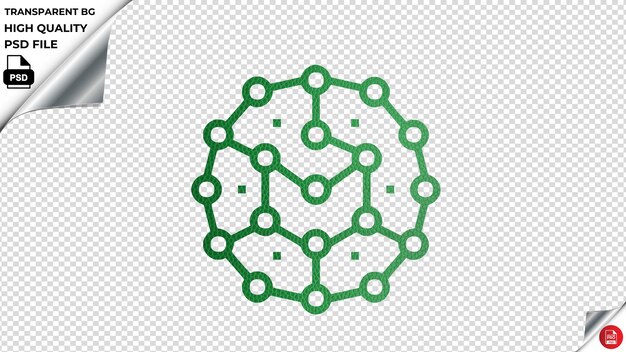 PSD global connection vector icon luxury leather green textured psd transparent