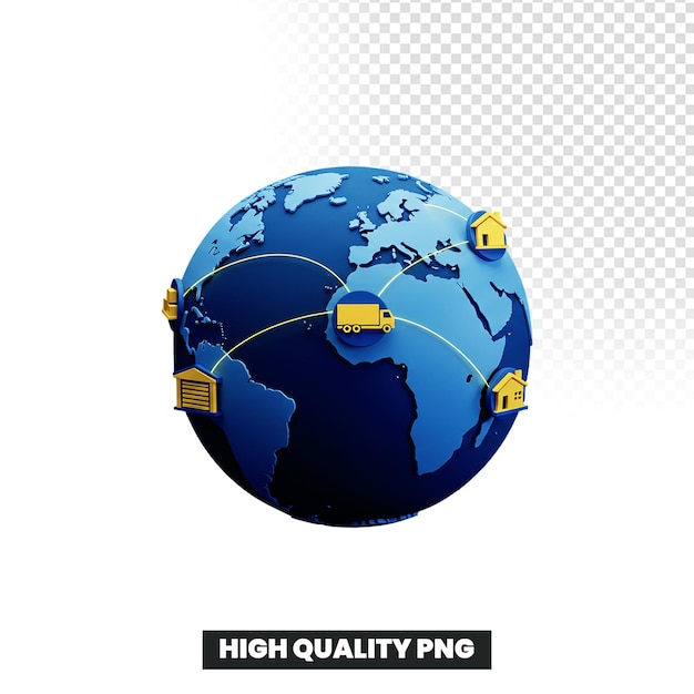 Global Delivery and Worldwide Shipping 3D Illustration