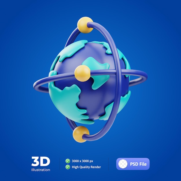 PSD 글로벌 확장 3d 일러스트레이션