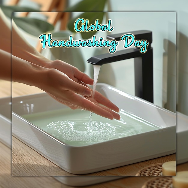 Global handwashing day concept for social media post