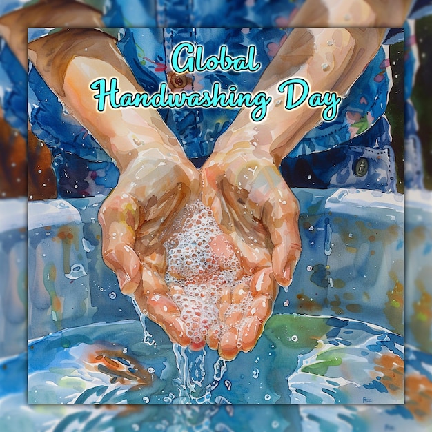 PSD global handwashing day concept for social media post