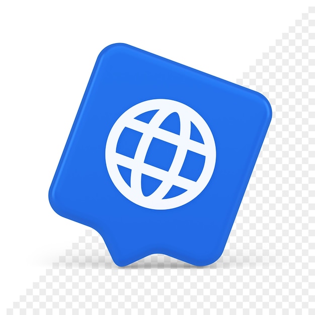 Connessione internet globale pulsante pianeta gps rete web comunicazione aziendale icona a fumetto 3d