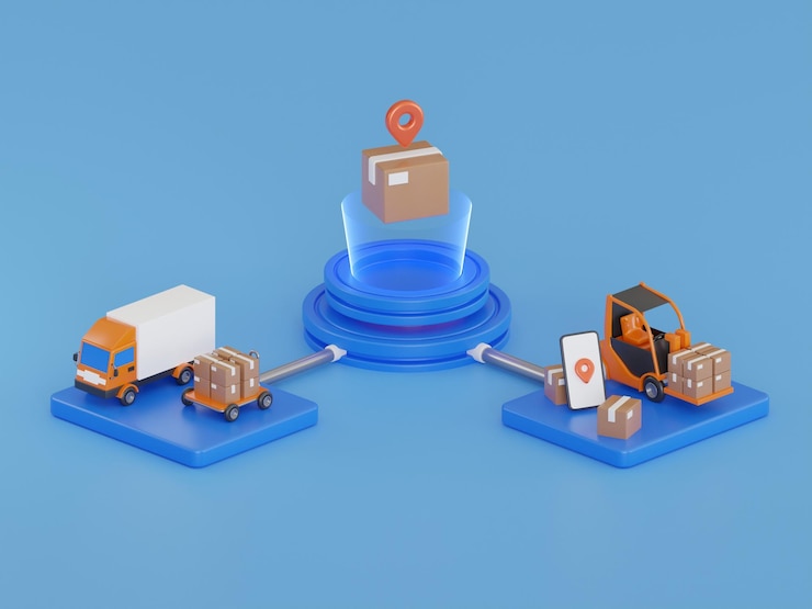 PSD global logistics network 3d illustration logistic map delivery