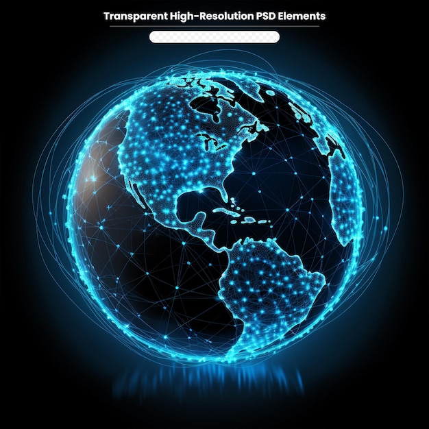 PSD global network concept world map point global network planet earth